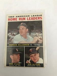 lot 143 image: Topps 1964 American League home run leaders - Harmon Killebrew  Dick Stuart  Bob Allison