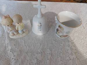 lot 34 image: Precious Moments figurine, cup, bell