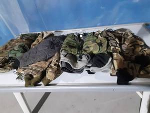lot 60 image: camoflauge, pants and jackets and amovest