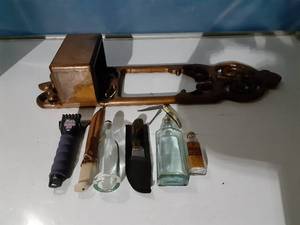 lot 75 image: Knives, planter, bottles and more