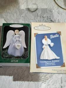 lot 189 image: 3 Hallmark Barbies ornaments and Angel tree topper
