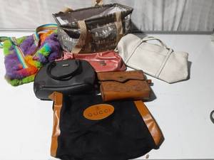 lot 184 image: 5 purses, back pack and tote bag