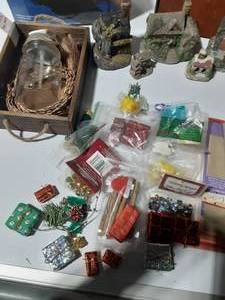 lot 174 image: Hand held steamer, craft supplies, village houses and more