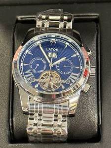 lot 29 image: New Lator Calibre Tourbillon Blue Dial Watch $786 Retail