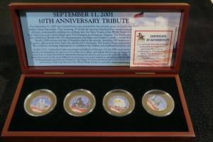 lot 70 image: Matthew Mint 4 Quarter September 11 Tribute Coin Set