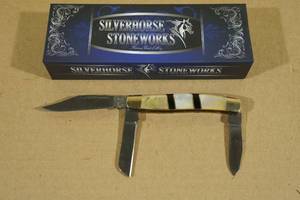 lot 85 image: Silverhorse Stoneworks 3 Blade Mother of Pearl Handle Folding Pocket Knife