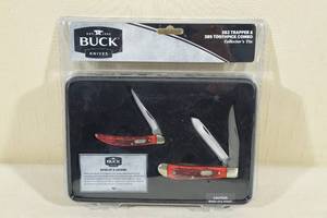 lot 90 image: Buck 382 Trapper and 385 Toothpick Combo 2 Knife Collector Set