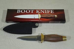 lot 97 image: Wood Handle Boot Knife with Sheath