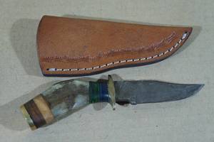 lot 108 image: Handmade Damascus Style Blade Knife with Gazelle Horn Handle