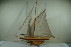 lot 241 image: Huge High Quality Wood Sailboat Scale Model - 1895 Cup Racer
