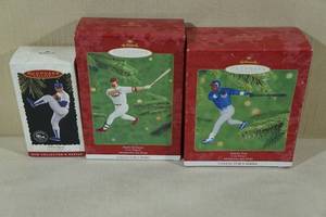 lot 256 image: 3 Hallmark Keepsake Ornaments -Sosa, McGwire, Ryan