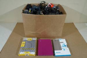lot 266 image: Assorted Electronics Wires Chargers, and Cases