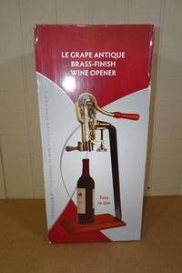 lot 151 image: Le Grape Antique Brass Finish Countertop Wine Opener