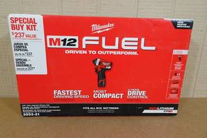 lot 161 image: Milwaukee M12 Fuel 14 Hex Impact Driver Kit