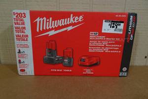 lot 168 image: Milwaukee M12 Red Lithium XC4.0CP2.0 Starter Kit