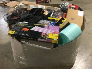 Gaylord full of assorted hardware, accessories, misc items Customer returns, Review all pictures