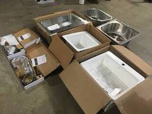 Lot of assorted sinks various models and conditions, open box  Customer returns Review all pictures