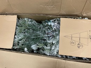 lot 22 image: Home Accents 7.5 ft Mixed Pine Flocked LED Christmas Tree open box customer return