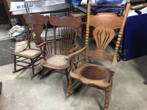 3 Antique Oak Rocking Chairs