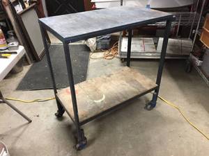 Rolling Metal Shop Table