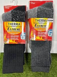 2 New Pair Extreme Thermal Socks Mens 7-13