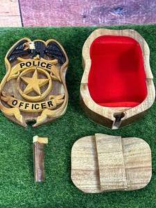 New Custom Made Police Officer Locking Wood Box
