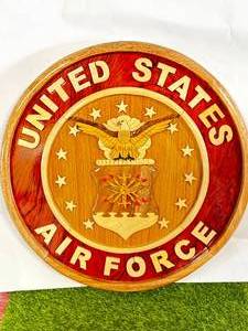 Custom Made United States Air Force Wood Sign (Approx 12 Inch Diameter)
