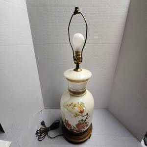 Antique Hand Painted Asia Glass Lamp