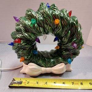 Ceramic Christmas Wreath with Lights