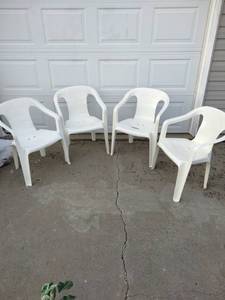 Outdoor Patio Chairs - 4 Count - White