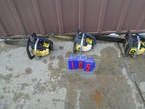 Qty of 3 chainsaws. Fire on ether & didnt test any further. 14 bars. As shown.