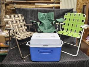 Cooler and Folding Lawn Chairs
