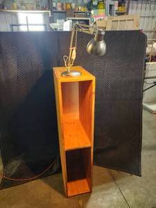 Wooden Shelving Unit with Lamp