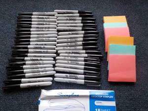 Post Its, Sharpie Permanent Markers...