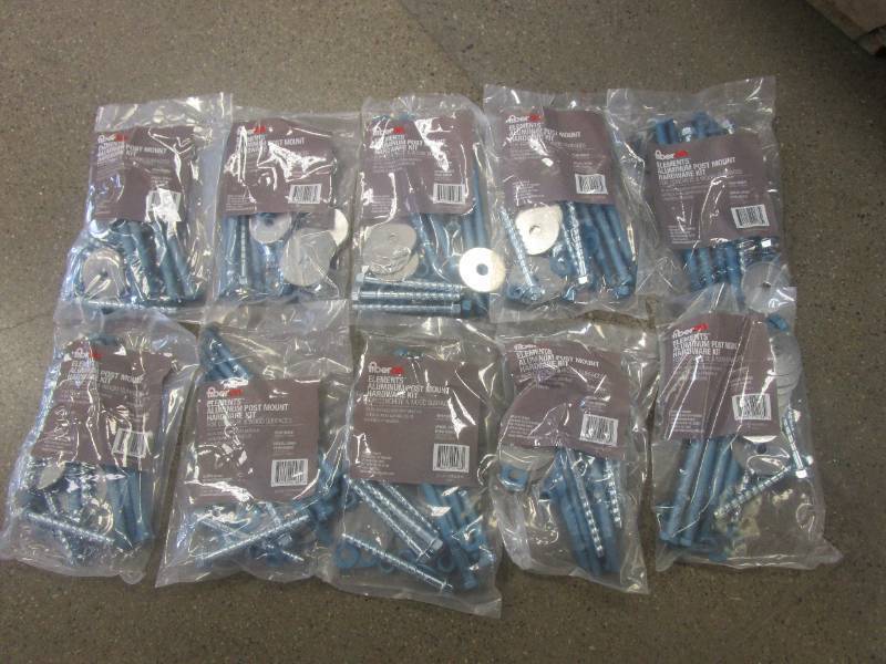 lot 688 image: 10 Pack Fiberon Elements Railing Black Aluminum Post Mount Hardware Pack WoodConcrete (NEW)