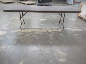 lot 37 image: Plastic Top Folding Table, 96W x 30D x 29H, - Used in Warehouse, SOLD AS IS
