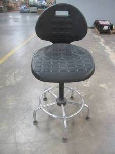 lot 65 image: Office Chair with adjustable height and backrest tilt lock - Some Staining on Upholstery, Used in Warehouse, SOLD AS IS.