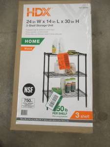 HDX 3-Tier Steel Wire Shelving Unit in Black (24 in. W x 30 in. H x 14 in. D) (OPEN BOX)