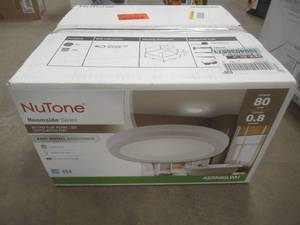 Broan-NuTone Roomside Series Decorative White 80 CFM Ceiling Bathroom Exhaust Fan with Round LED Panel and Beveled Frame ENERGY STAR (OPEN BOX)