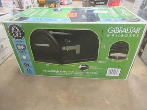 Gibraltar Mailboxes Reliant Black, Large, Steel, Locking, Post Mount Mailbox (OPEN BOX)