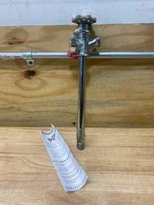 lot 29 image: EVERBILT 12 in. x 34 in. Chrome-Plated Brass MPTSWT x MHT Anti-Siphon Frost Free Sillcock