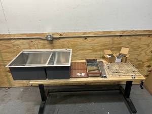 lot 68 image: 33 Black Kitchen Sink Drop In-SOMRXO 33x22 Black Stainless Steel Drop In Kitchen Sink Workstation 16 Gauge Gunmetal Matte Black Single Bowl Topmount Stainless Steel Kitchen Sink