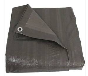 lot 76 image: SUNNYDAZE DECOR 8 ft. x 10 ft. Reversible Dark Grey Waterproof Multi Purpose Poly Tarp