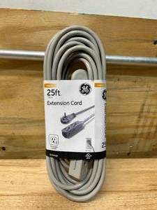 lot 80 image: GE 25 ft. 163 3-Outlet Office Extension Cord with Low-Profile Flat Plug, Gray