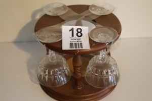 Vintage Glasses and Wooden Holder
