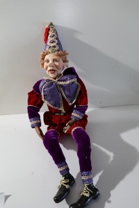 Jester() with Porcelain Head, Hands, Feet and Cloth Body Doll