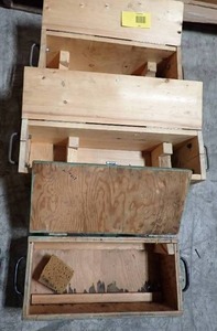 Three Wooden ToolStorage Boxes