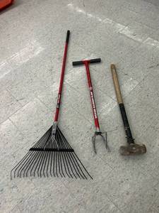 Yard Tools - Rake, Garden Weasel & Sledgehammer