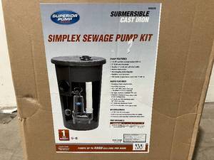 lot 6 image: Superior Pump 12 HP Sewage Ejector Pump Kit with Basin
