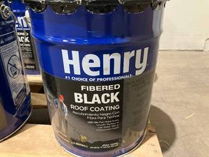lot 8 image: LOT OF 9. Henry 201 Fibered Black Asphalt Roof Coating - 4.75 Gallon